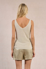 Molly Bracken Knit Tank Top With Rhinestone Detail Off-white