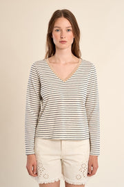 Molly Bracken Striped Tee Off-white/Navy