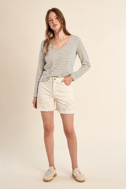 Molly Bracken Striped Tee Off-white/Navy