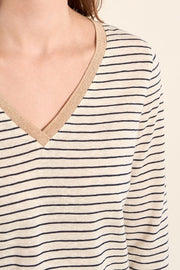 Molly Bracken Striped Tee Off-white/Navy