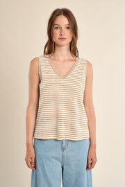 Molly Bracken Striped Knit Tank Top Off-white/Beige