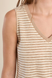 Molly Bracken Striped Knit Tank Top Off-white/Beige