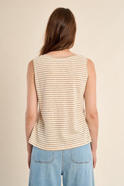 Molly Bracken Striped Knit Tank Top Off-white/Beige