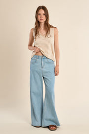 Molly Bracken Striped Knit Tank Top Off-white/Beige