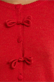 Molly Bracken Knit Cardigan With Bow Details Red