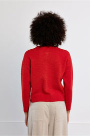 Molly Bracken Knit Cardigan With Bow Details Red