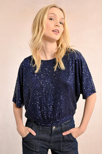 Molly Bracken Sequin Top Navy