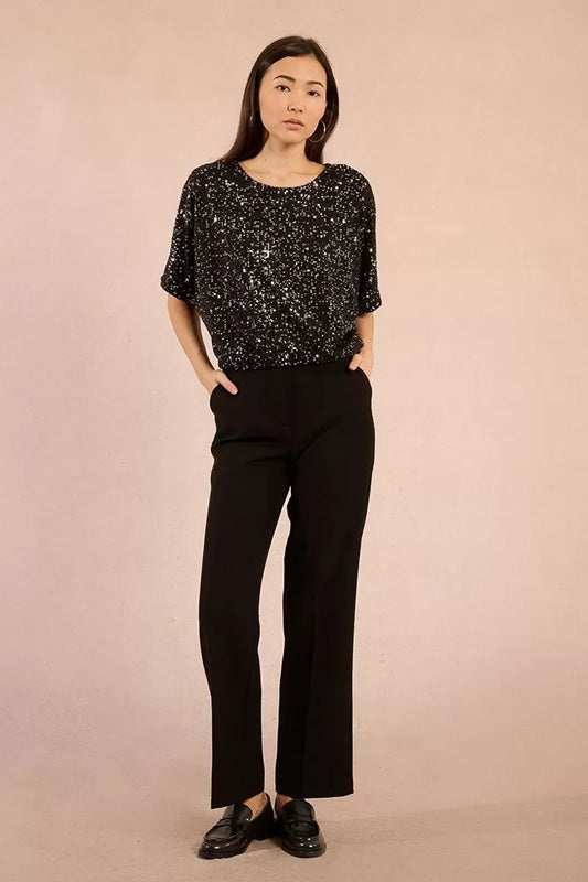 Molly Bracken Sequin Top Silvery Black