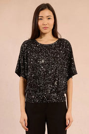 Molly Bracken Sequin Top Silvery Black