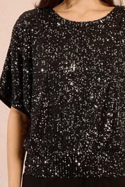 Molly Bracken Sequin Top Silvery Black