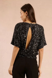 Molly Bracken Sequin Top Silvery Black
