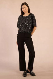Molly Bracken Sequin Top Silvery Black