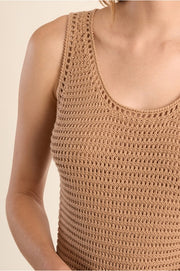 Molly Bracken Knit Tank Top Beige