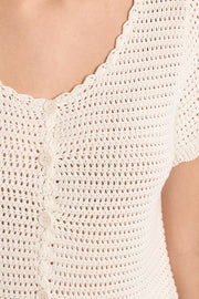 Molly Bracken Crochet Knit Cardi White