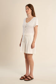Molly Bracken Crochet Knit Cardi White