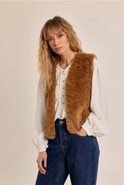 Molly Bracken Faux Fur Gilet Camel