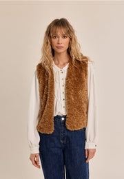 Molly Bracken Faux Fur Gilet Camel