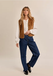 Molly Bracken Faux Fur Gilet Camel