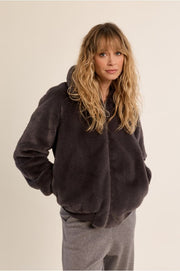 Molly Bracken Faux Fur Jacket Dark Grey