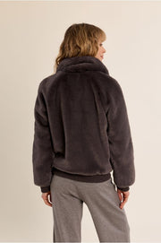 Molly Bracken Faux Fur Jacket Dark Grey