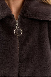 Molly Bracken Faux Fur Jacket Dark Grey