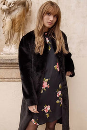 Molly Bracken Faux Fur Coat Black