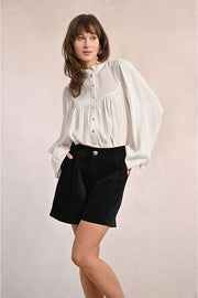 Molly Bracken Velvet High Waist Shorts Black