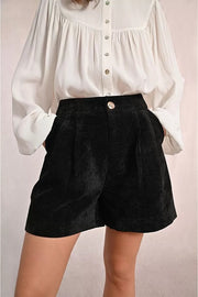 Molly Bracken Velvet High Waist Shorts Black
