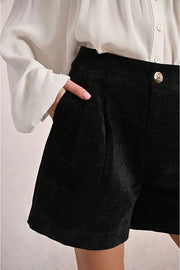 Molly Bracken Velvet High Waist Shorts Black