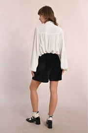 Molly Bracken Velvet High Waist Shorts Black