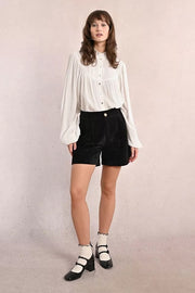 Molly Bracken Velvet High Waist Shorts Black