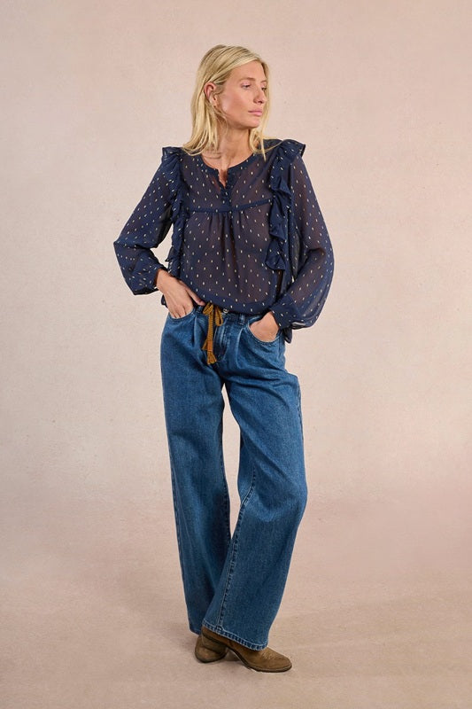 Molly Bracken Blouse Navy Print