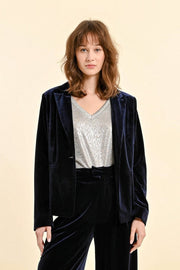 Molly Bracken Velvet Blazer Navy