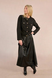 Molly Bracken Long Satin Skirt Black