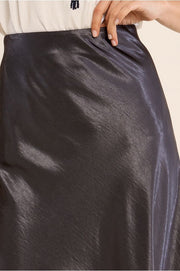 Molly Bracken Satin Skirt Gun Metal