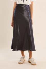 Molly Bracken Satin Skirt Gun Metal