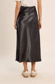 Molly Bracken Satin Skirt Gun Metal