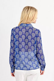 Molly Bracken Blue Abstract Pattern Shirt