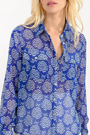 Molly Bracken Blue Abstract Pattern Shirt