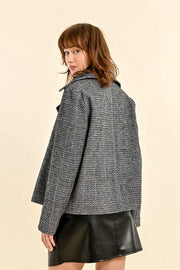 Molly Bracken Cropped Herringbone Jacket Black/Off-white