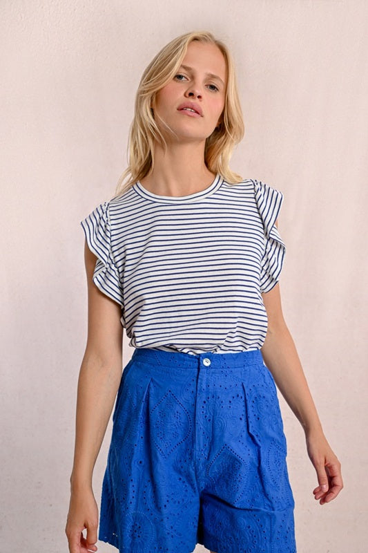 Molly Bracken Striped Tee White/Navy