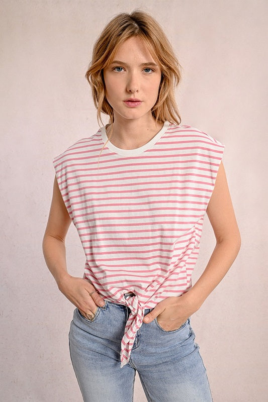 Molly Bracken Striped Tee Pink/Off-white