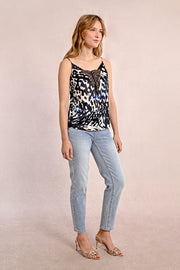 Molly Bracken Cami Black Abstract Print