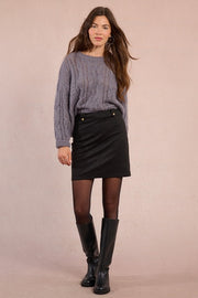 Molly Bracken Suede Mini Skirt Black