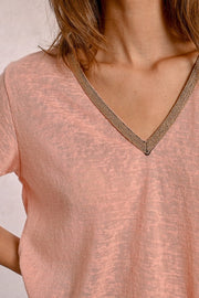 Molly Bracken V-Neck Tee Peachy Pink