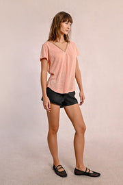 Molly Bracken V-Neck Tee Peachy Pink
