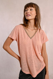Molly Bracken V-Neck Tee Peachy Pink