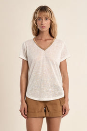 Molly Bracken V-Neck Tee Off-White