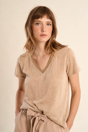 Molly Bracken V-Neck T-Shirt Beige