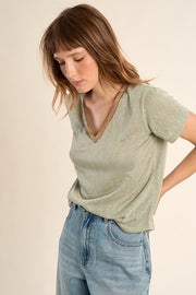 Molly Bracken V-Neck T-Shirt Sage Green